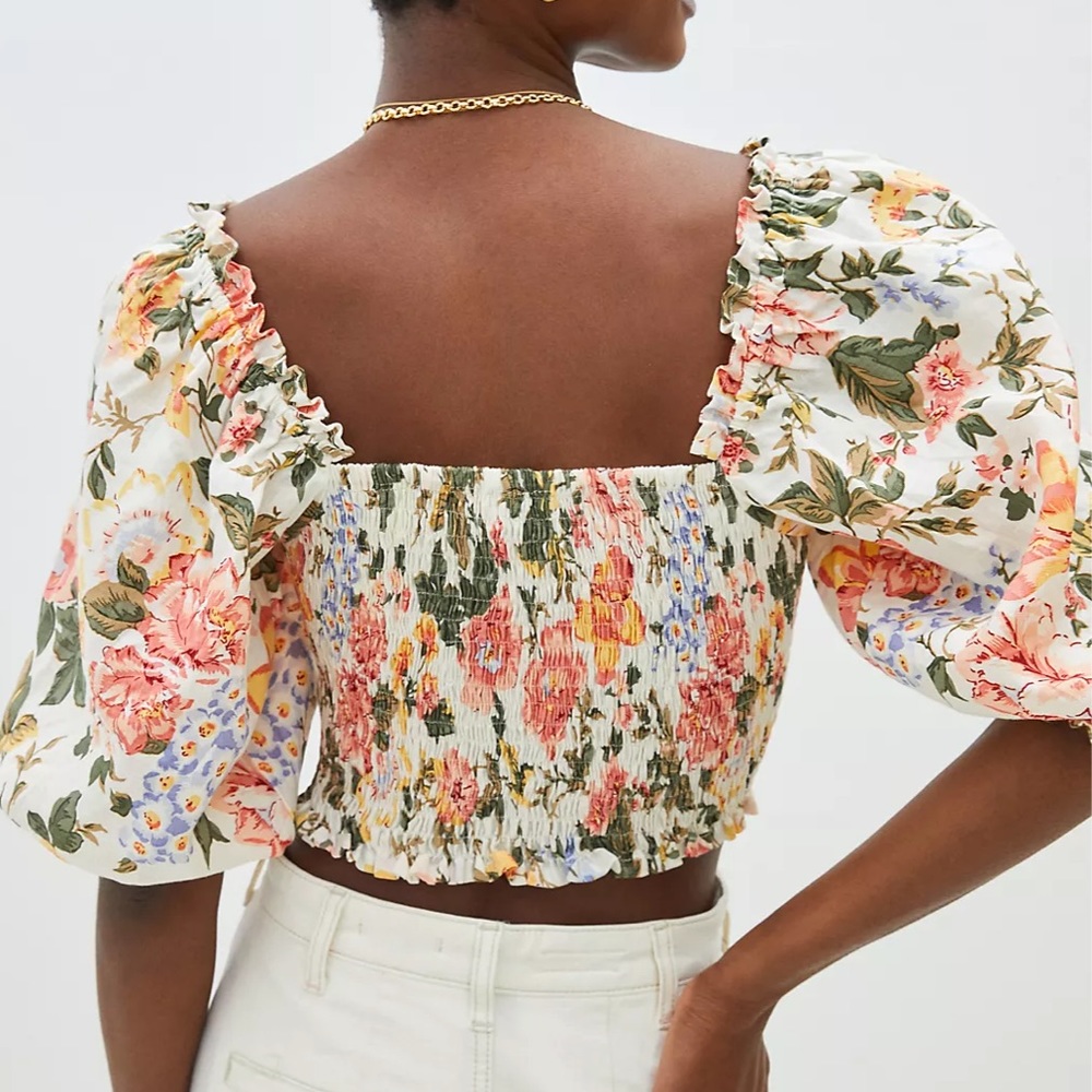 Anthropologie + Faithfull The Brand Pietra May Linen Crop Top NWT - Picture 4 of 6
